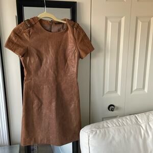 RACHEL ZOE 100% Genuine Leather Short Sleeve Mini Dress Size 2